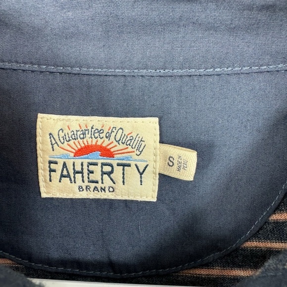 Faherty Size Small Striped Polo Shirt Long Sleeve Soft Cotton - Picture 3 of 6